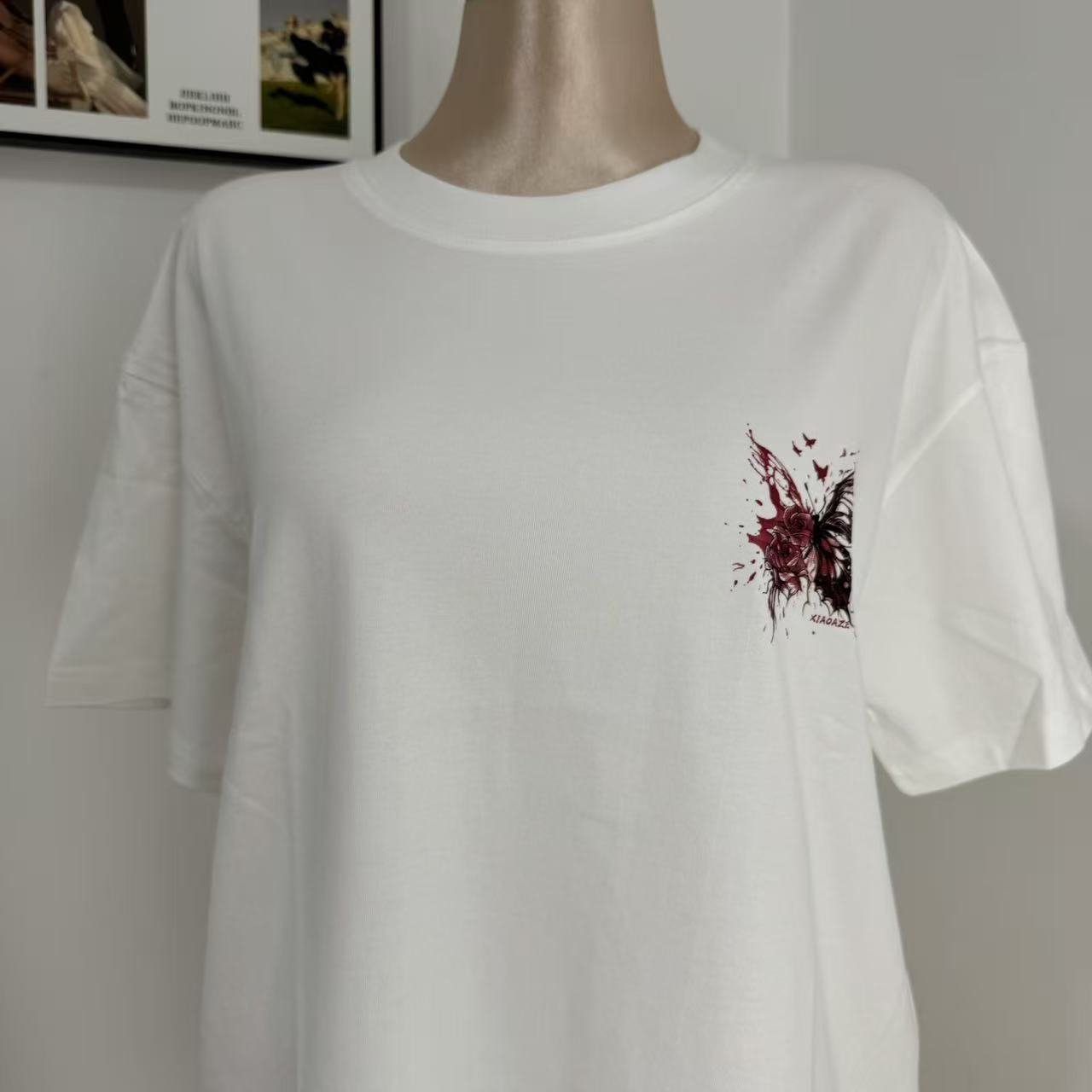 Loose-Fit Short-Sleeve Top with Butterfly Print