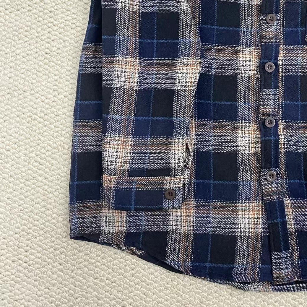 Japanese Retro Woolen Plaid Shirt