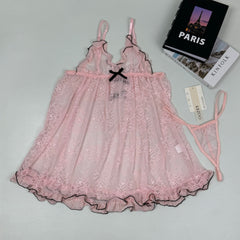 Net fabric nightgown set