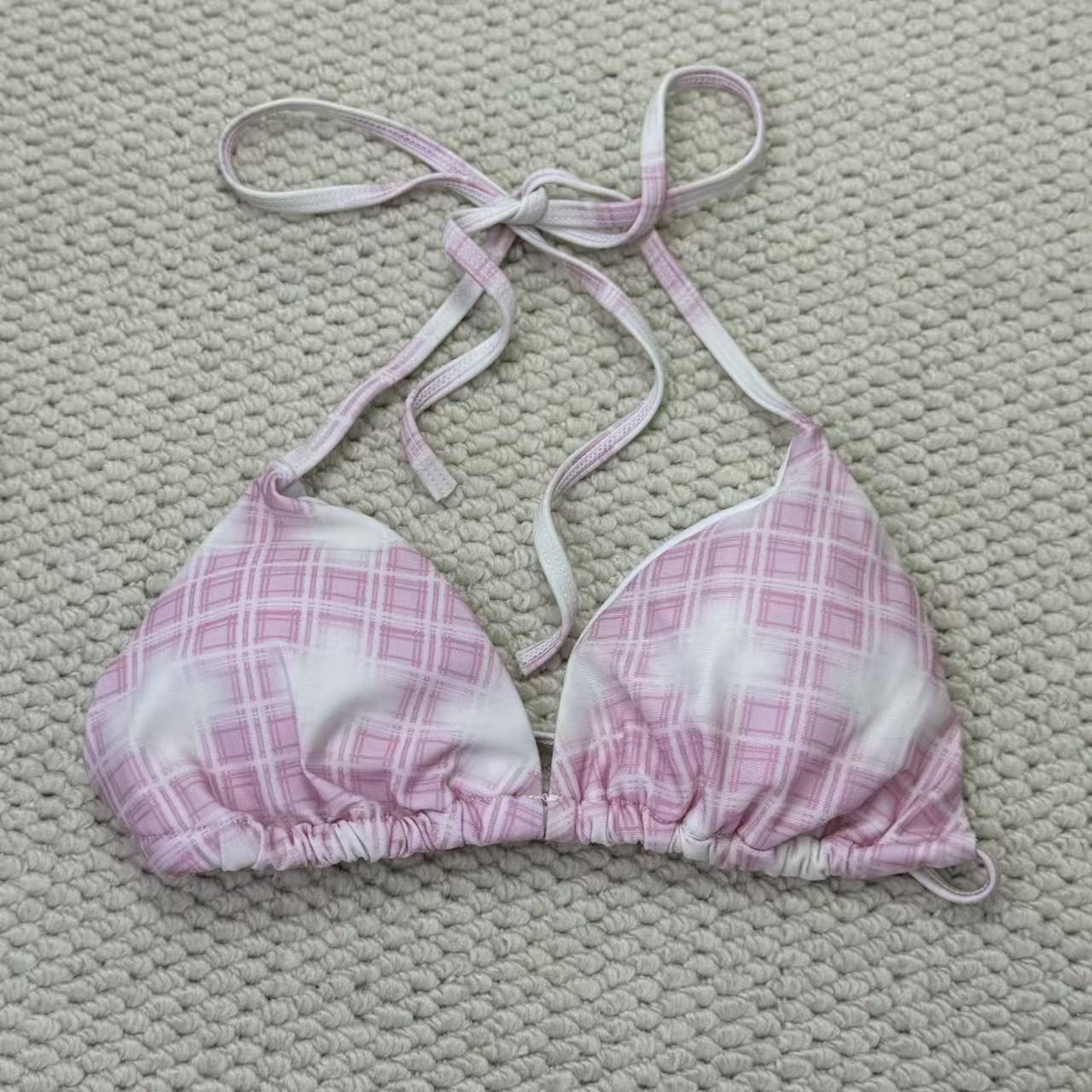 Striped two-piece bikini swimsuit