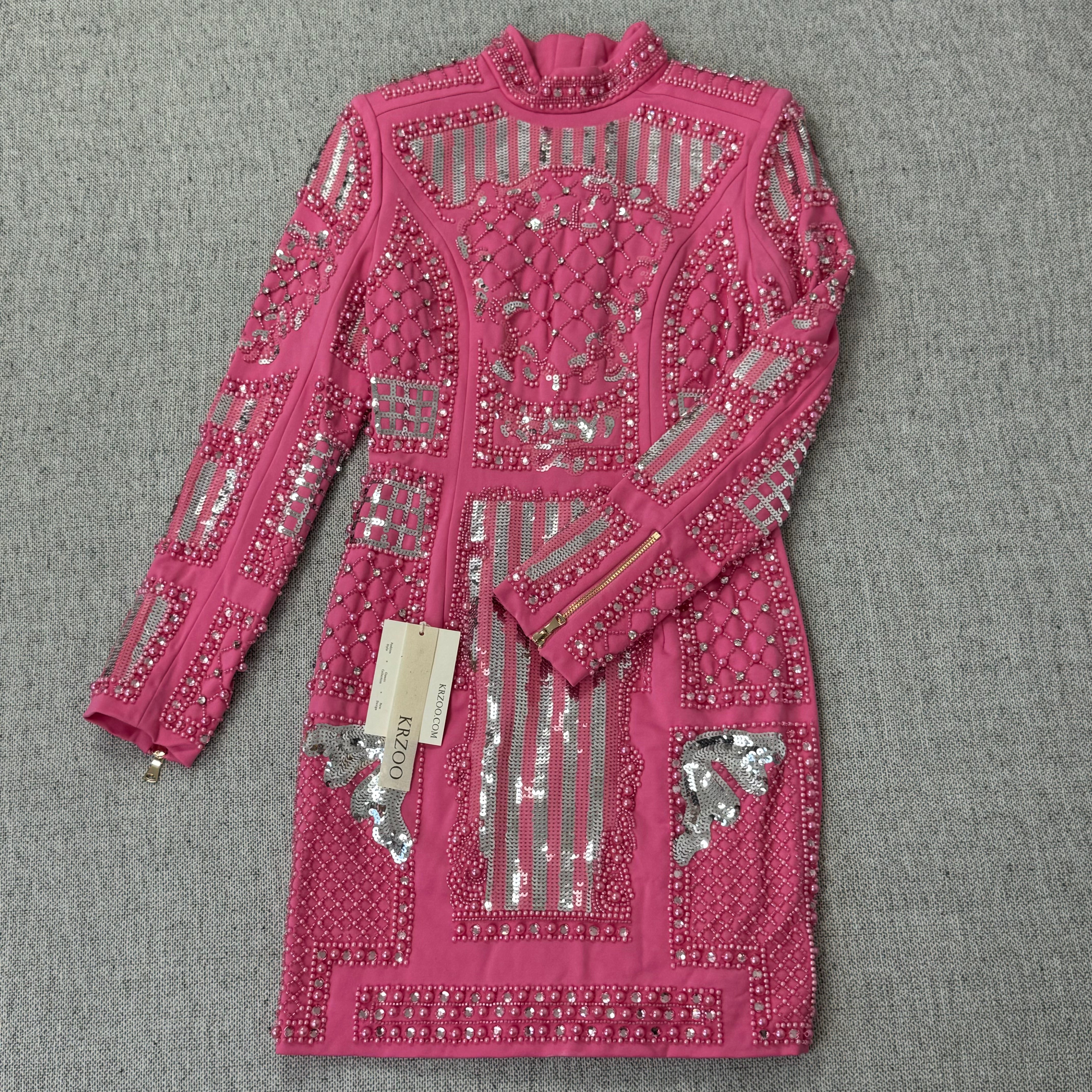 Heavyweight dress with diamond-set beads