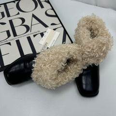 Round-toe thick-soled fuzzy shoes