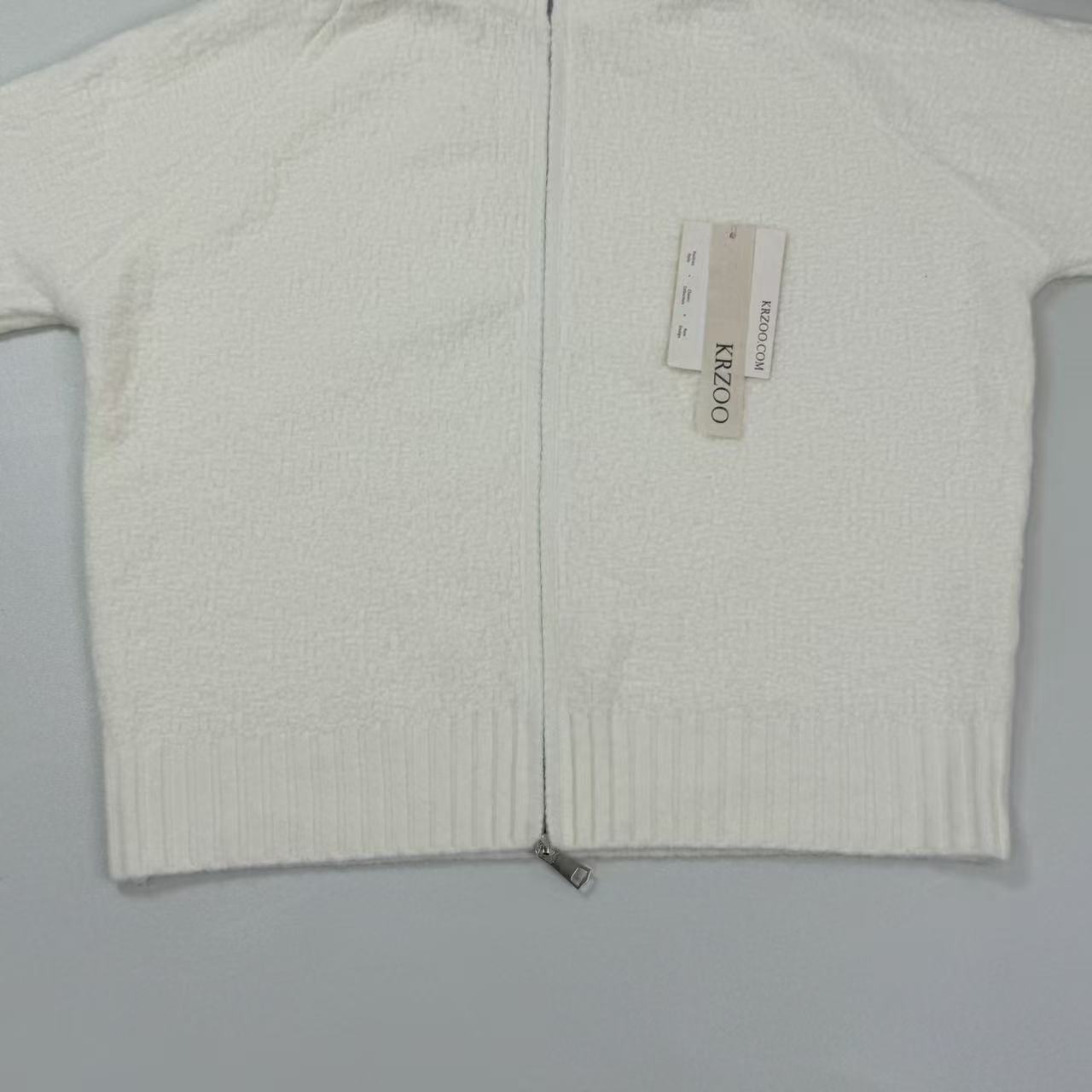 Button-down zipper knitted cardigan top