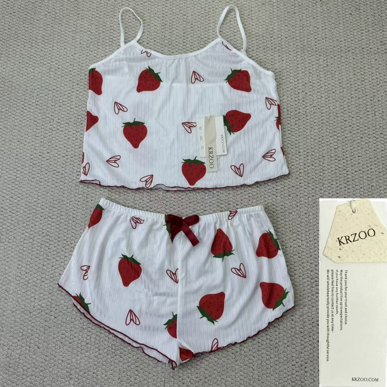 Strawberry heart print halter top and shorts set