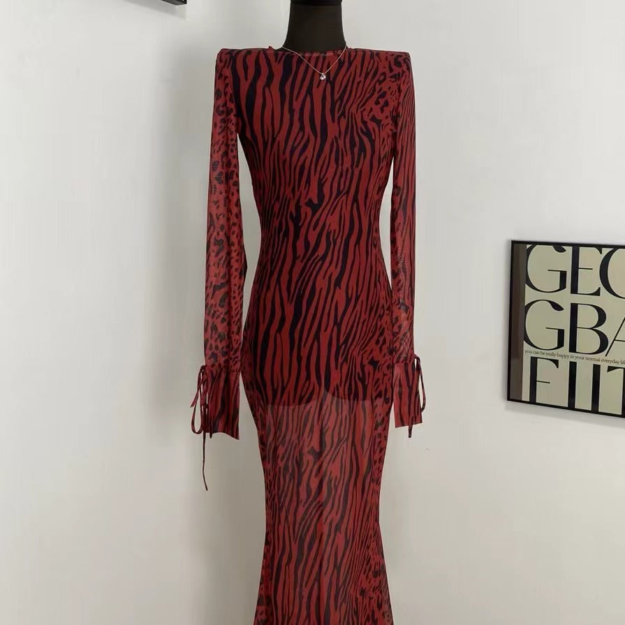 Leopard Print Fishtail Dress