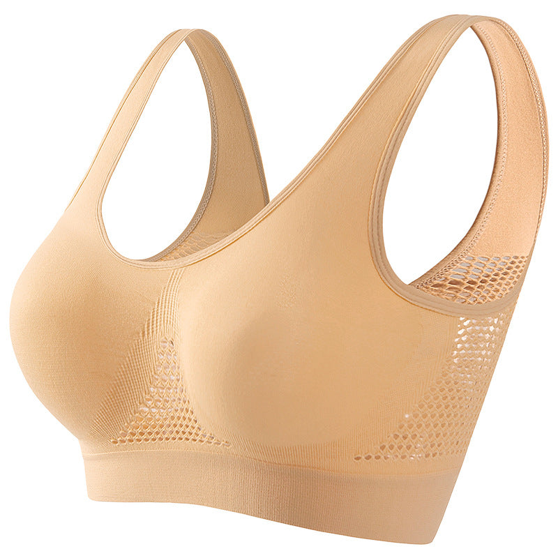 Large size breathable sports bra without underwire