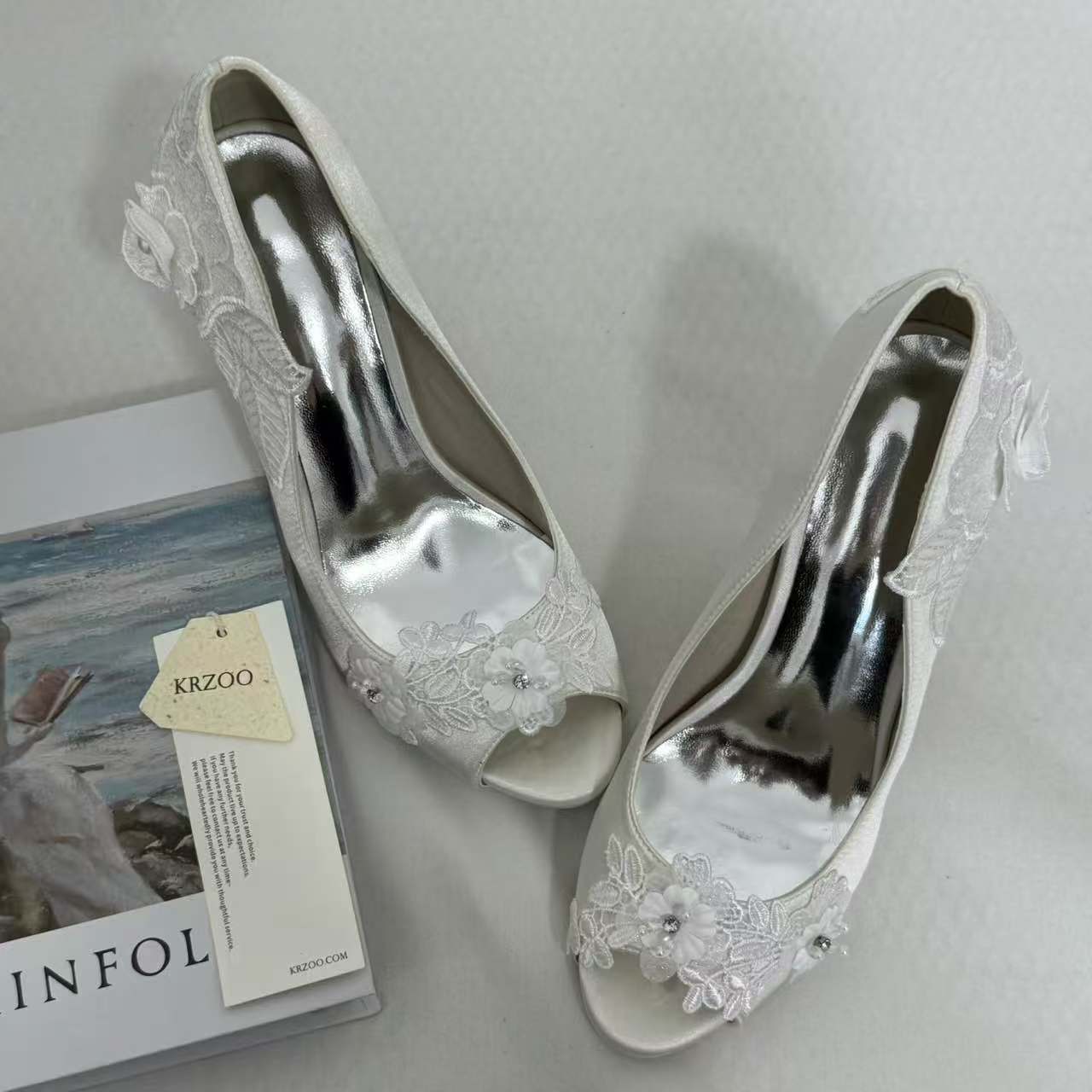 Low-Cut Pearl-Embroidered High Heels