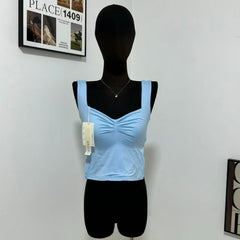 Square-Neck Slit Double-Layer Vest