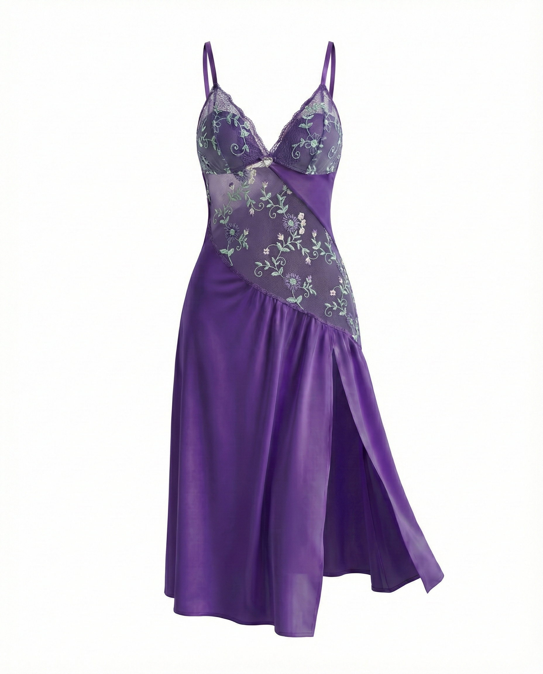 Sexy Sheer Mesh Nightgown â€?Floral Embroidery Babydoll