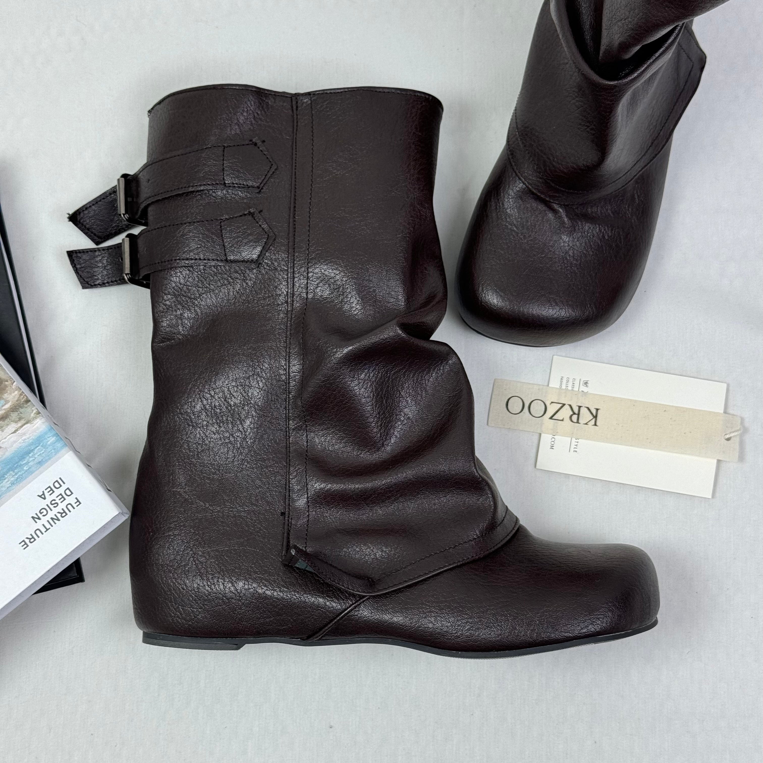 Round-toe inner high-top boots