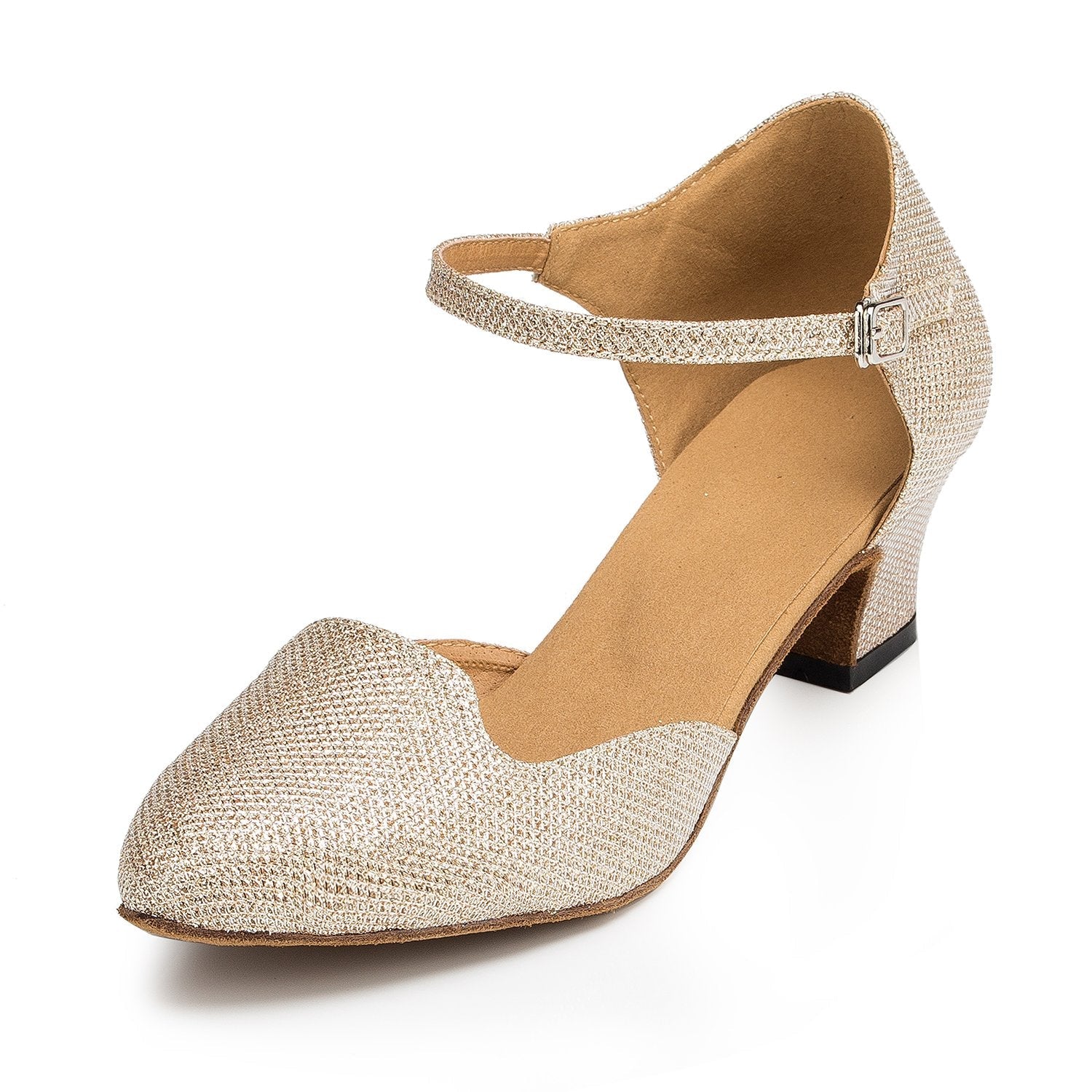 Women's Gold Real Leather Customized Heel Modern Dance Shoes Ballroom Dance Shoes