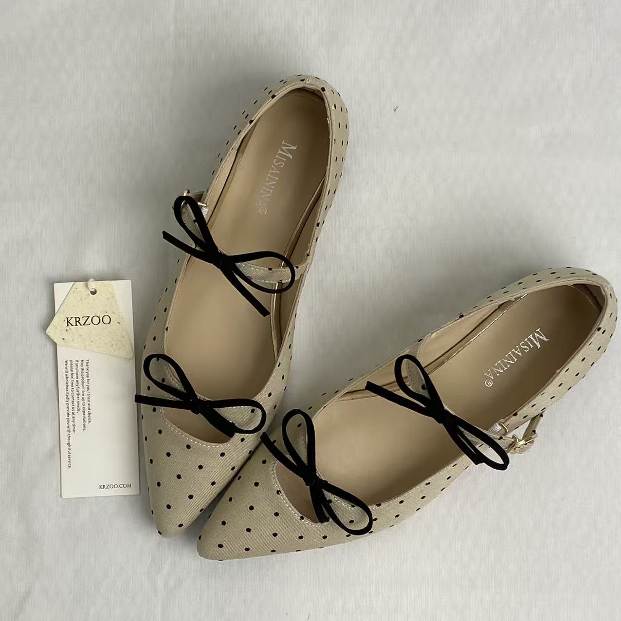 Dot pattern bow-top low-cut shoes