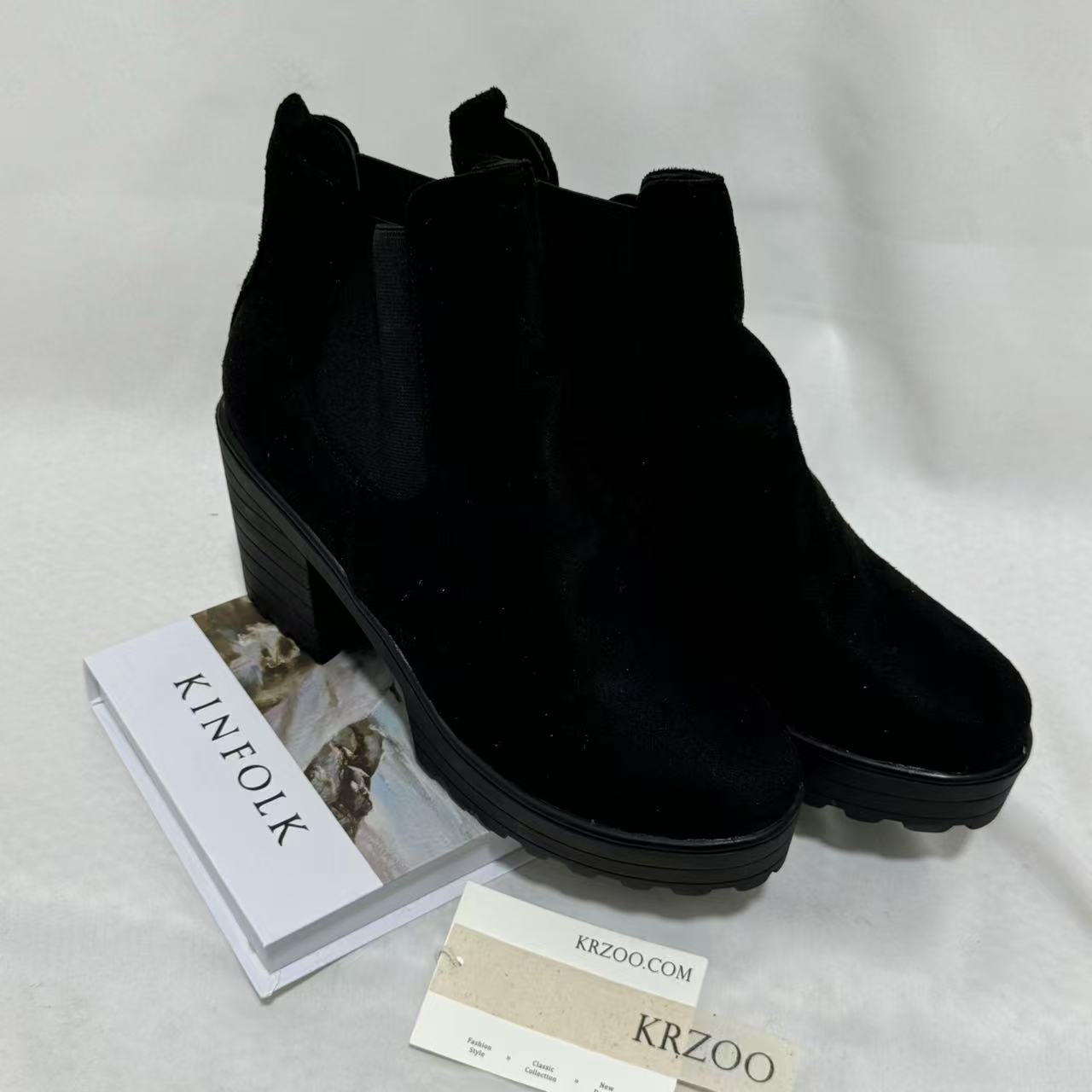 British-Style Platform Round-Toe Ankle Boots