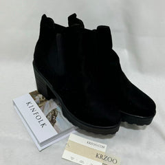 British-Style Platform Round-Toe Ankle Boots