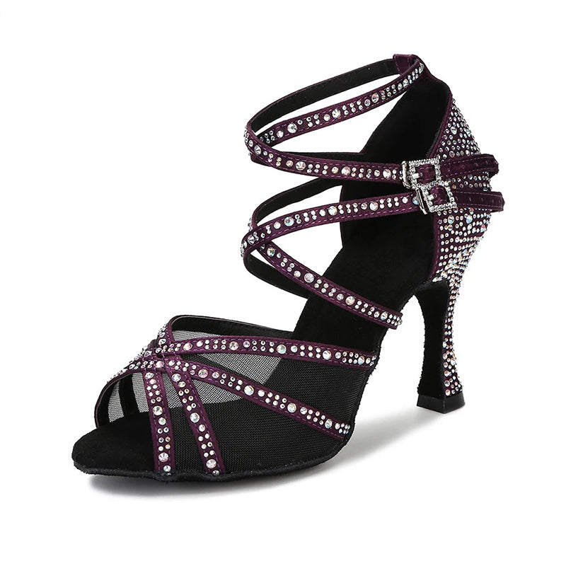 Women's Sparkling Glitter Customized Heel Salsa Latin Dance Shoes