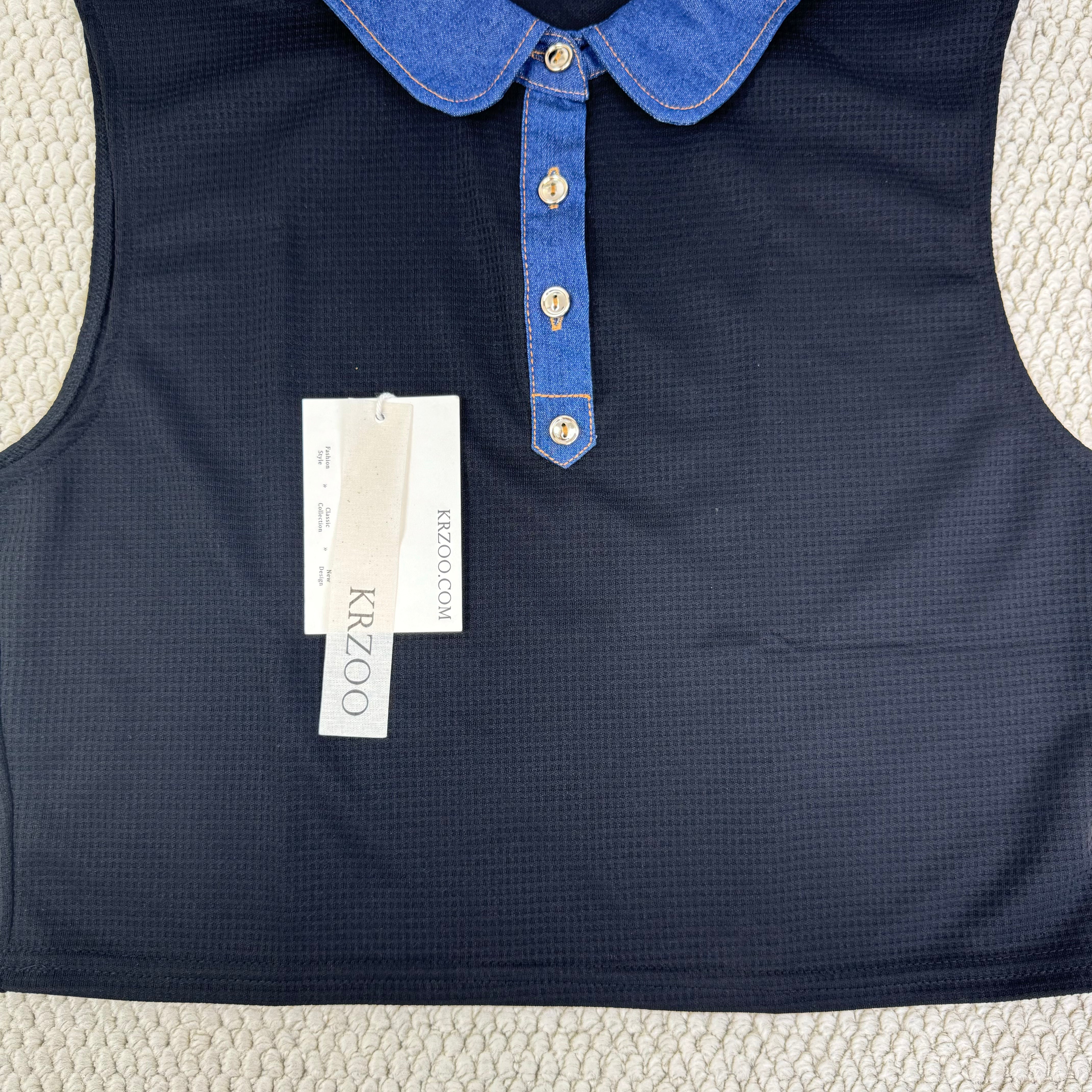 Fake collar waffle shirt