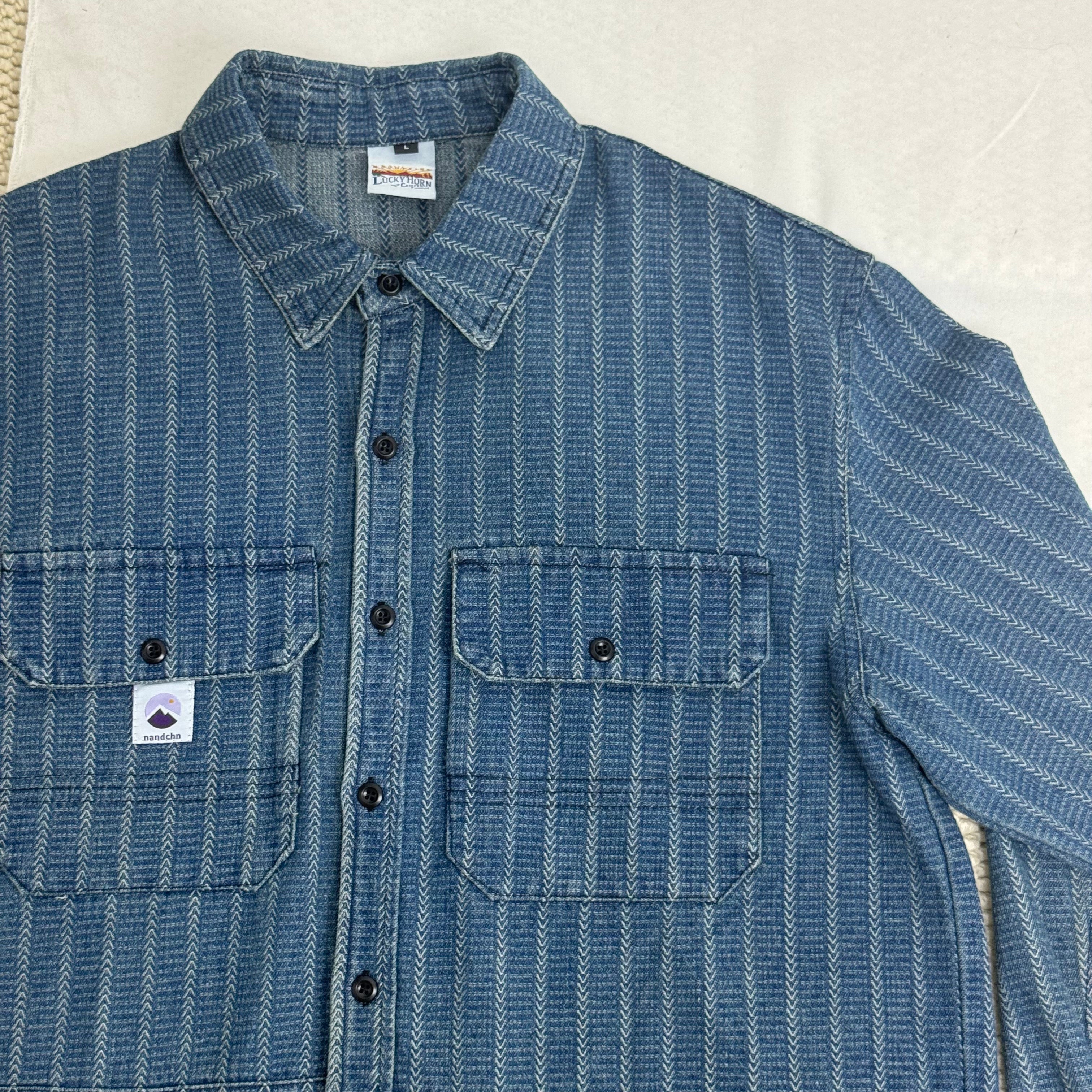 Washed Distressed Striped Long-Sleeved Shirt