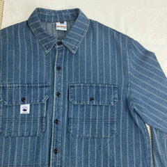 Washed Distressed Striped Long-Sleeved Shirt