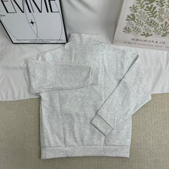 Letter-Print Sweatshirt with Center-Front Zipper