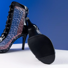 Women's Leopard 7cm/9cm Heel Leatherette Rubber Heels Dance Boots JazStreet Sole Dance Shoes
