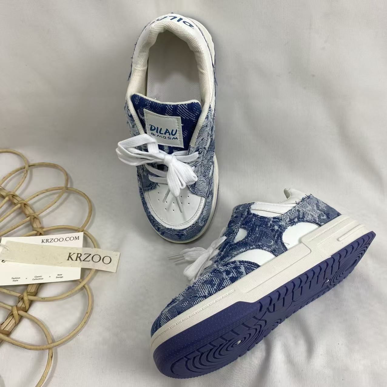 Denim Blue Height-Lncreasing Shoes