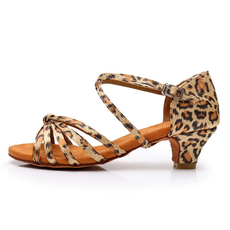 Women's Leopard Strappy 4.5cm Heels Ballroom Dance Shoes Latin Dance Shoes