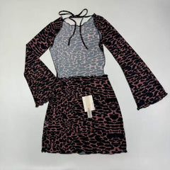 Leopard print mesh maxi strapless short dress