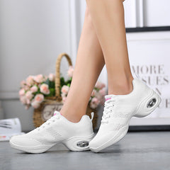 Women's Mesh Lace-up 4cm Heel Dance Sneakers Practice Dance Shoes JazDance