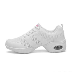 Women's Mesh Lace-up 4cm Heel Dance Sneakers Practice Dance Shoes JazDance