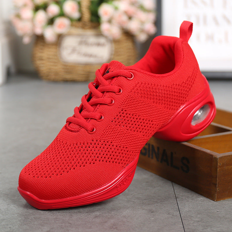 Women's Mesh Lace-up 4cm Heel Dance Sneakers Practice Dance Shoes JazDance