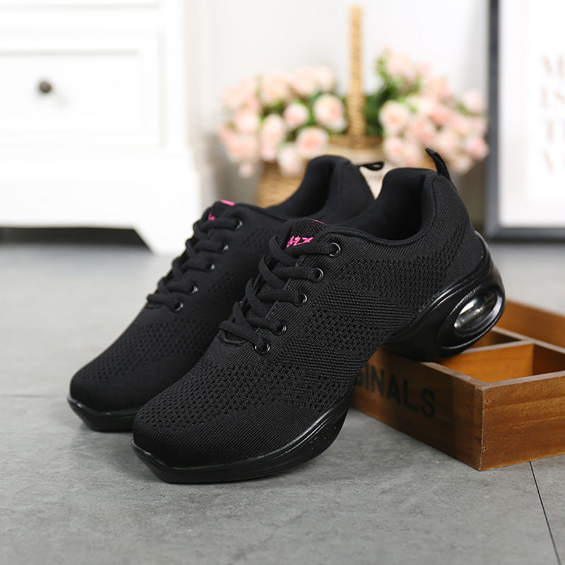 Women's Mesh Lace-up 4cm Heel Dance Sneakers Practice Dance Shoes JazDance