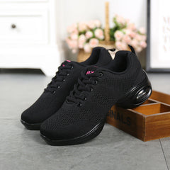 Women's Mesh Lace-up 4cm Heel Dance Sneakers Practice Dance Shoes JazDance
