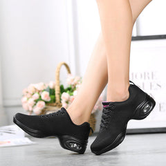 Women's Mesh Lace-up 4cm Heel Dance Sneakers Practice Dance Shoes JazDance