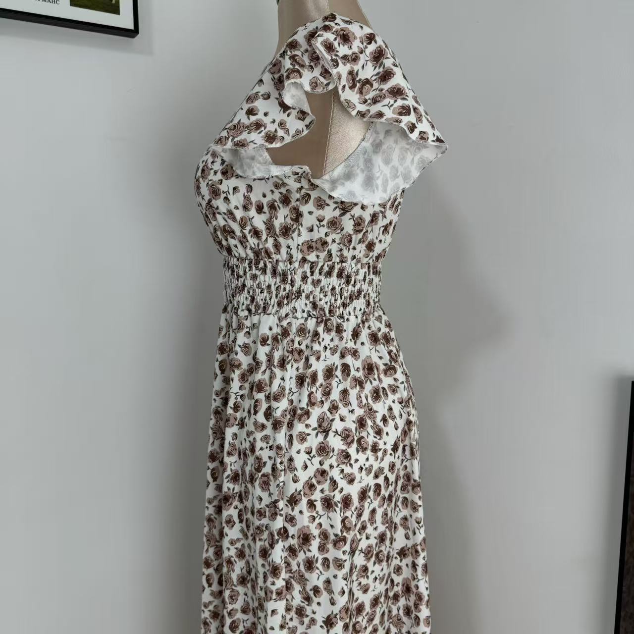 V-Neck Floral Print Dress