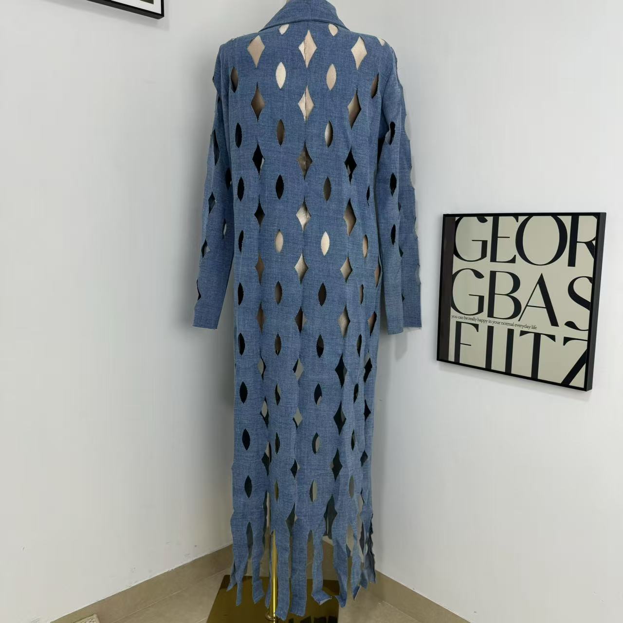 Street-Style Cutout Long-Sleeve Trench Coat