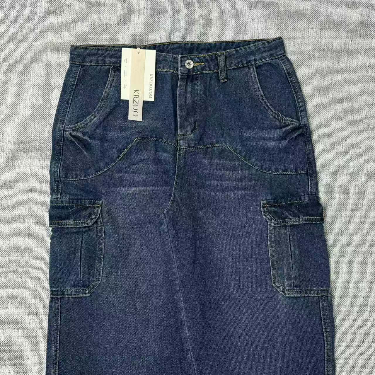 Workwear straight high-waisted jeans