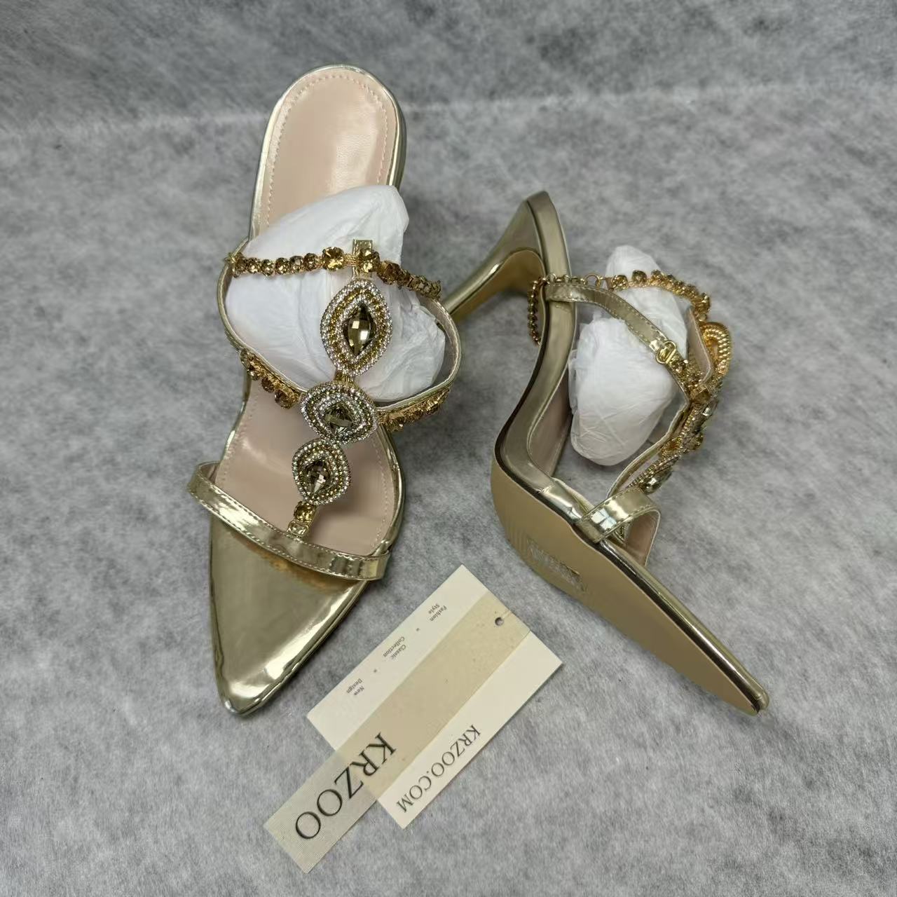 Beaded crystal heel stiletto shoes
