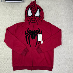 Zipper-print spider hooded coat