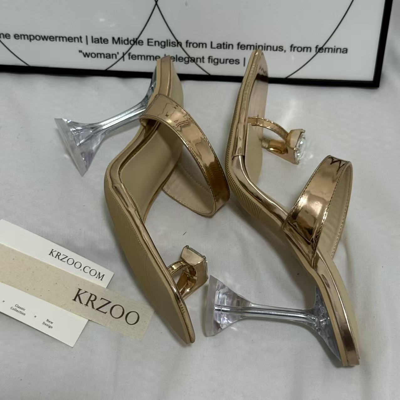 Transparent Rhinestone Wedge Heels