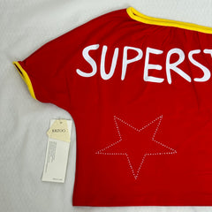 Stitched diamond lettered fitted top