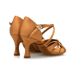 Women's Customized Heel Brown Satin Salsa Dance Shoes Latin Dance Shoes