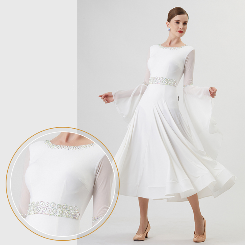 YUN Customisable-Women's Long Sleeve DiamonDress For Ballroom Dancing standard/Smooth Dress