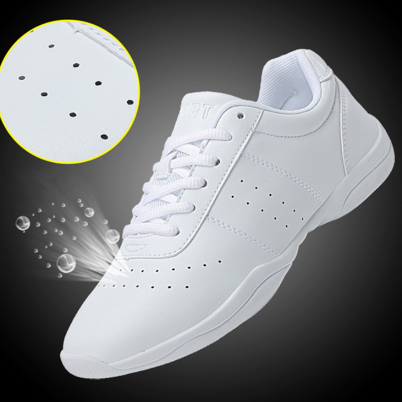 Women's White Microfiber PU JazShoes Lace-up Dance Sneakers