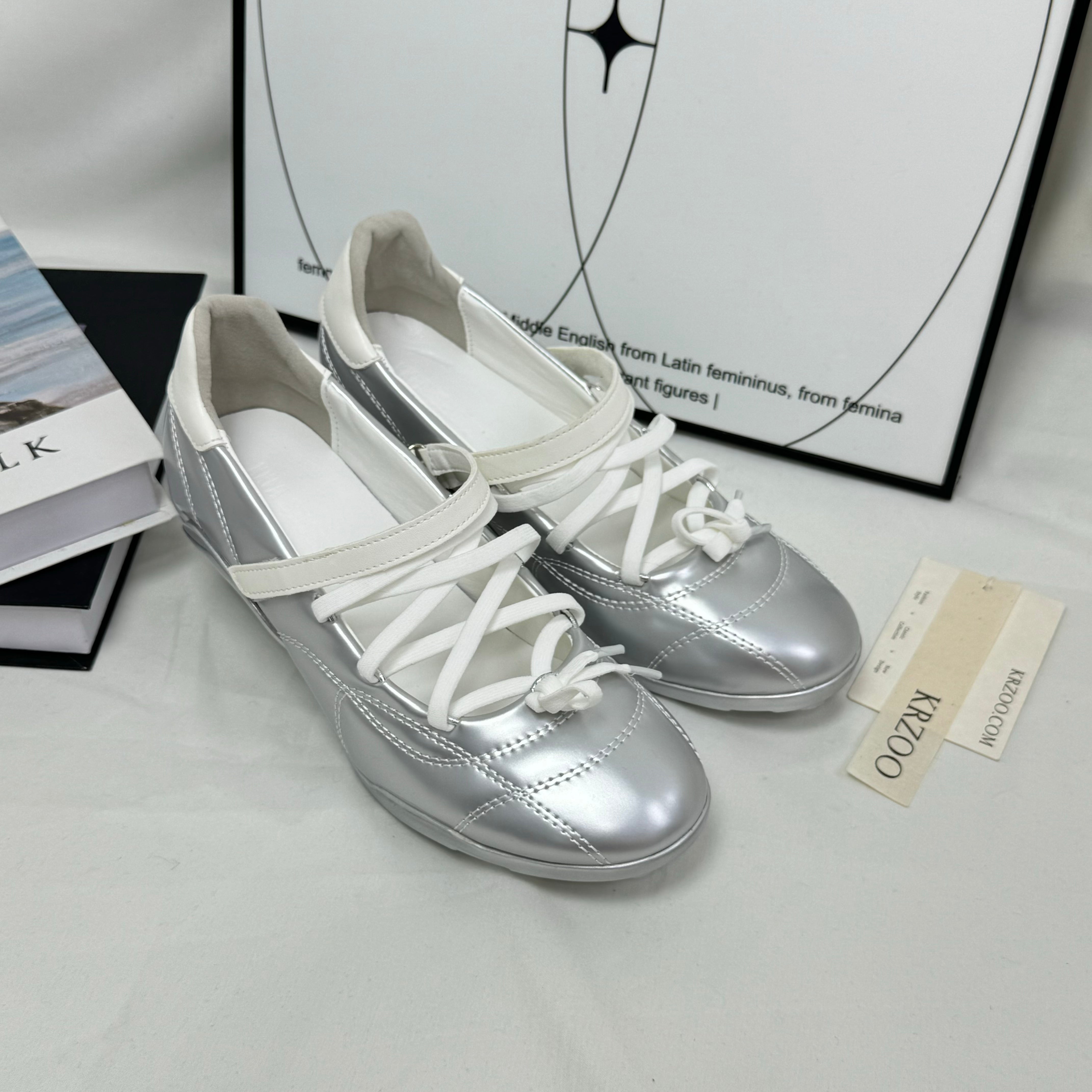 Bows tied to Mary Jane high-heeled shoes