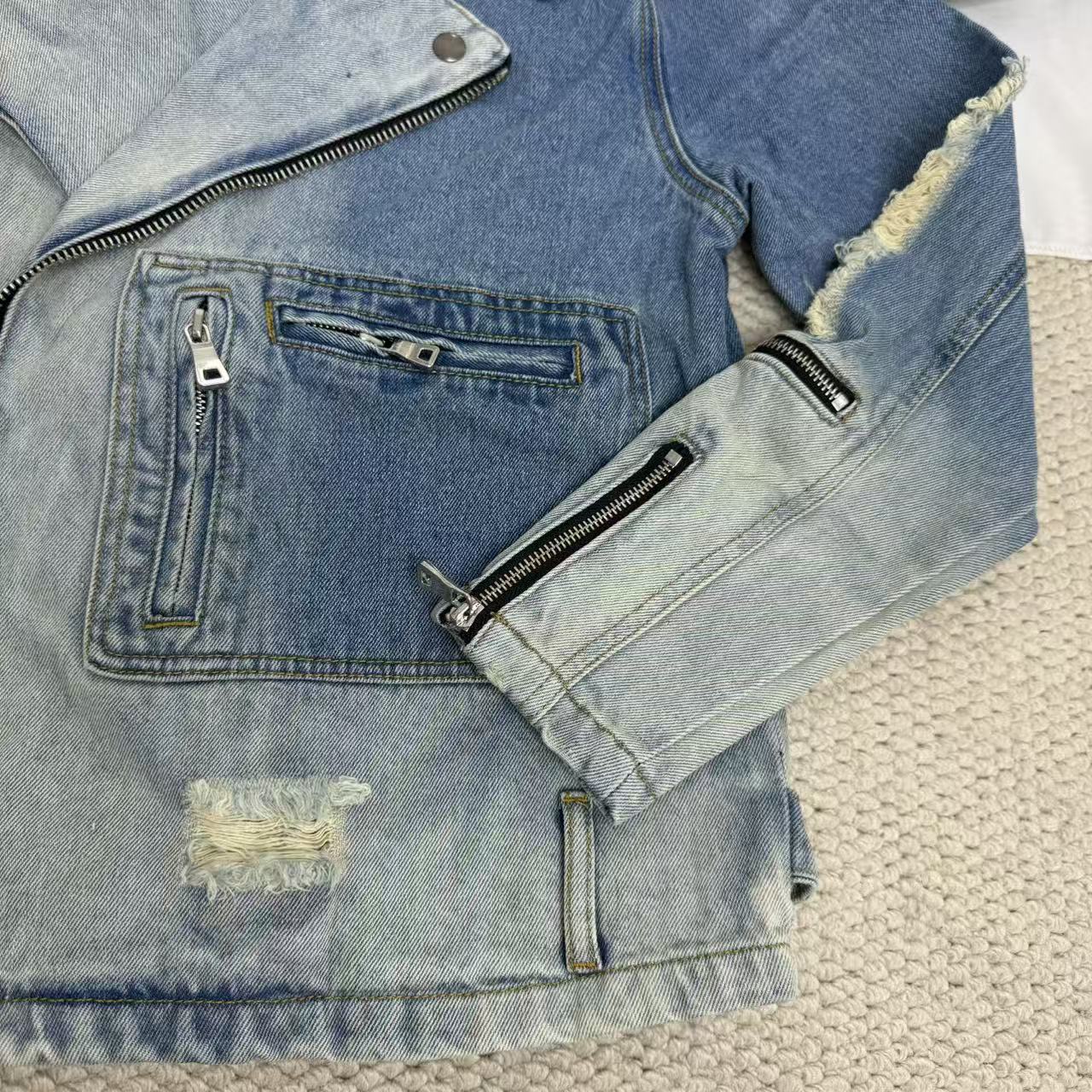 Patched-fit denim jacket coat