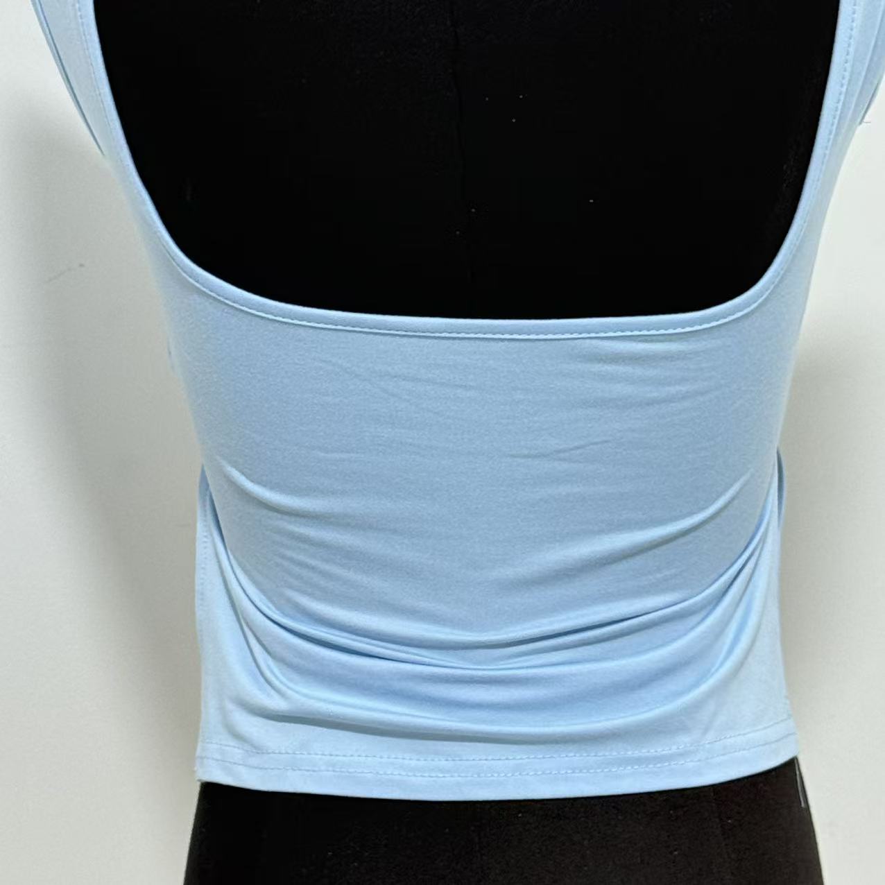 Square-Neck Slit Double-Layer Vest