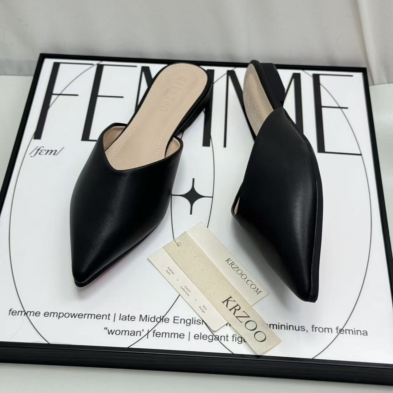 Baotou half-heel pointed-toe flat shoes