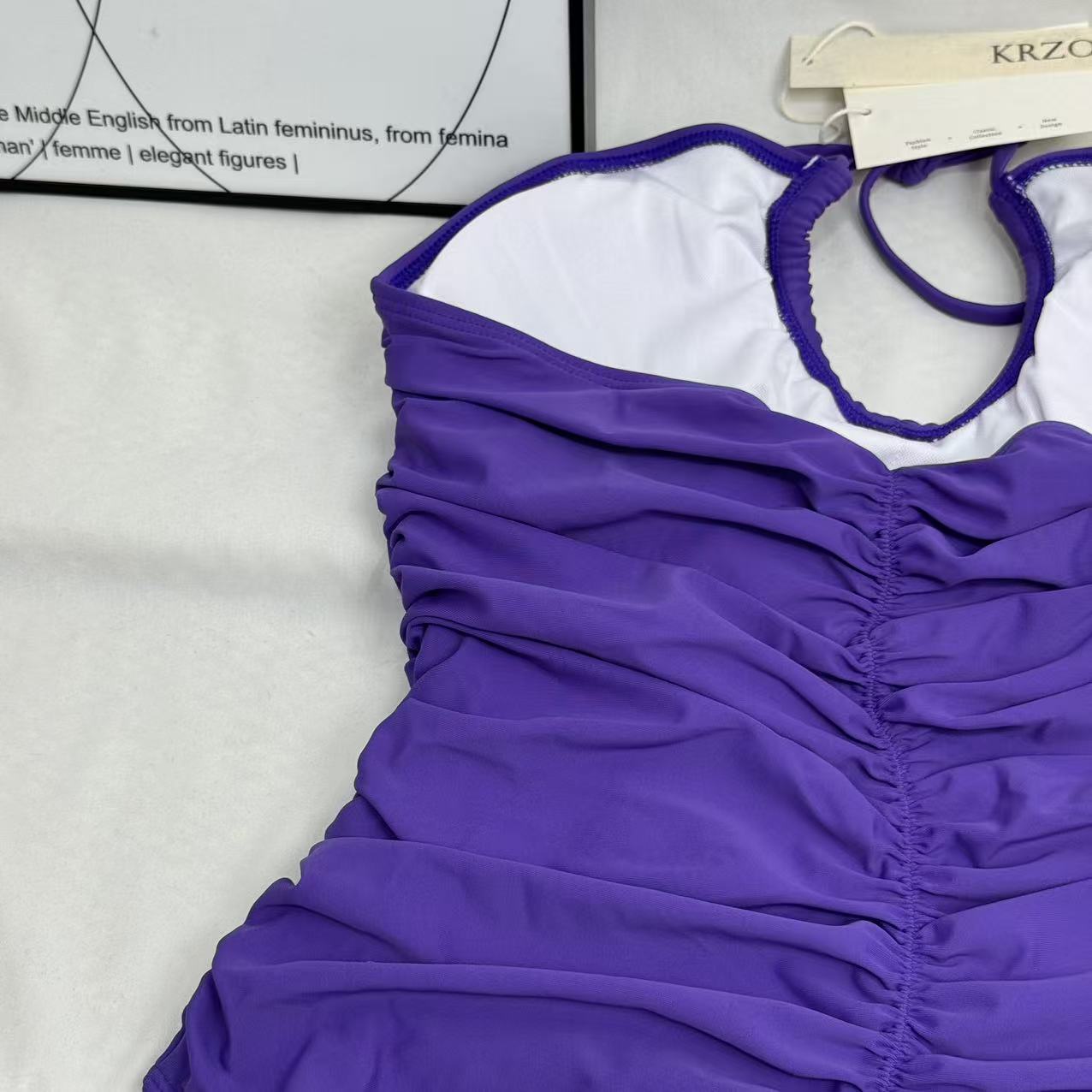 Solid-Color Ruched One-Piece Swimsuit