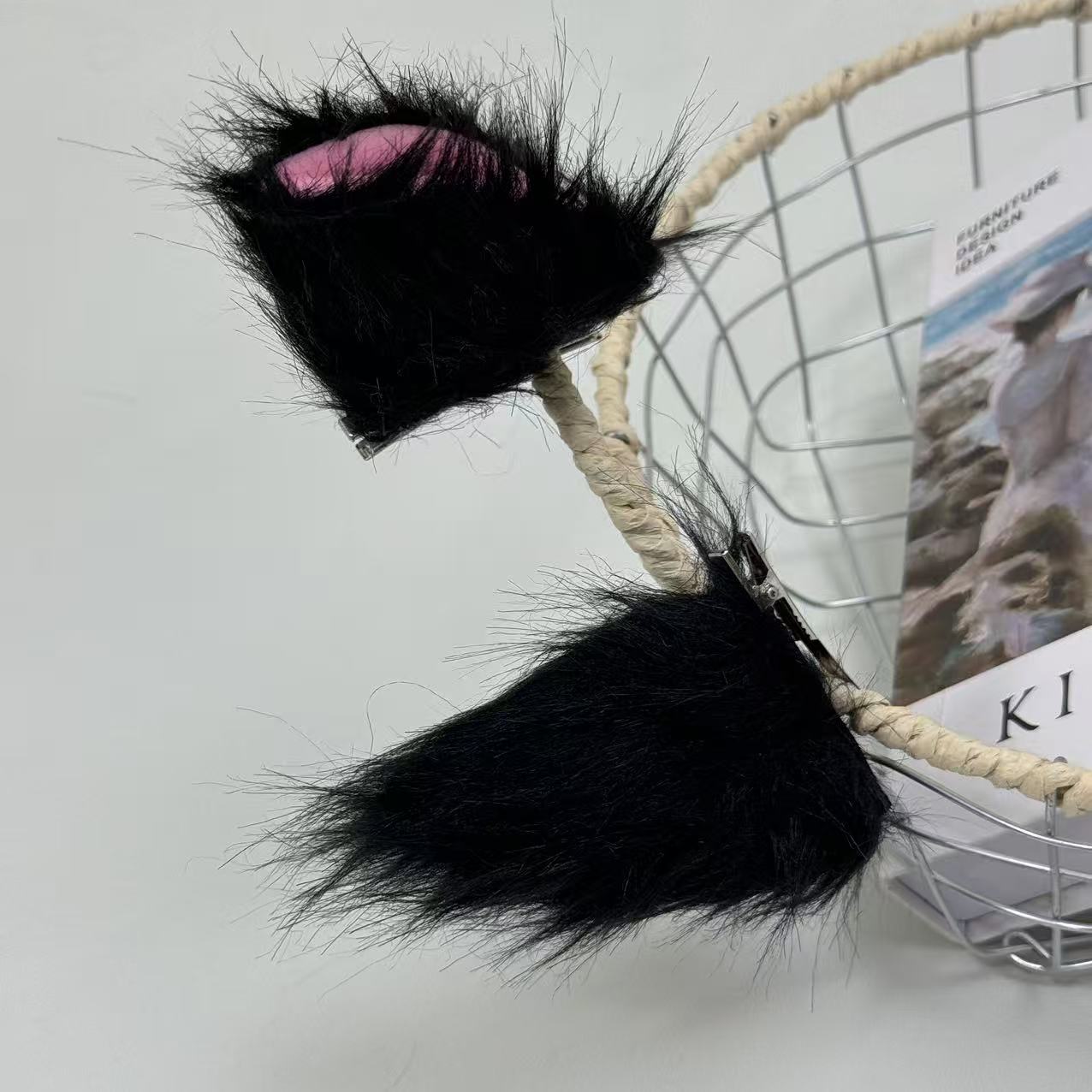 Bows as hair clips for cat ears