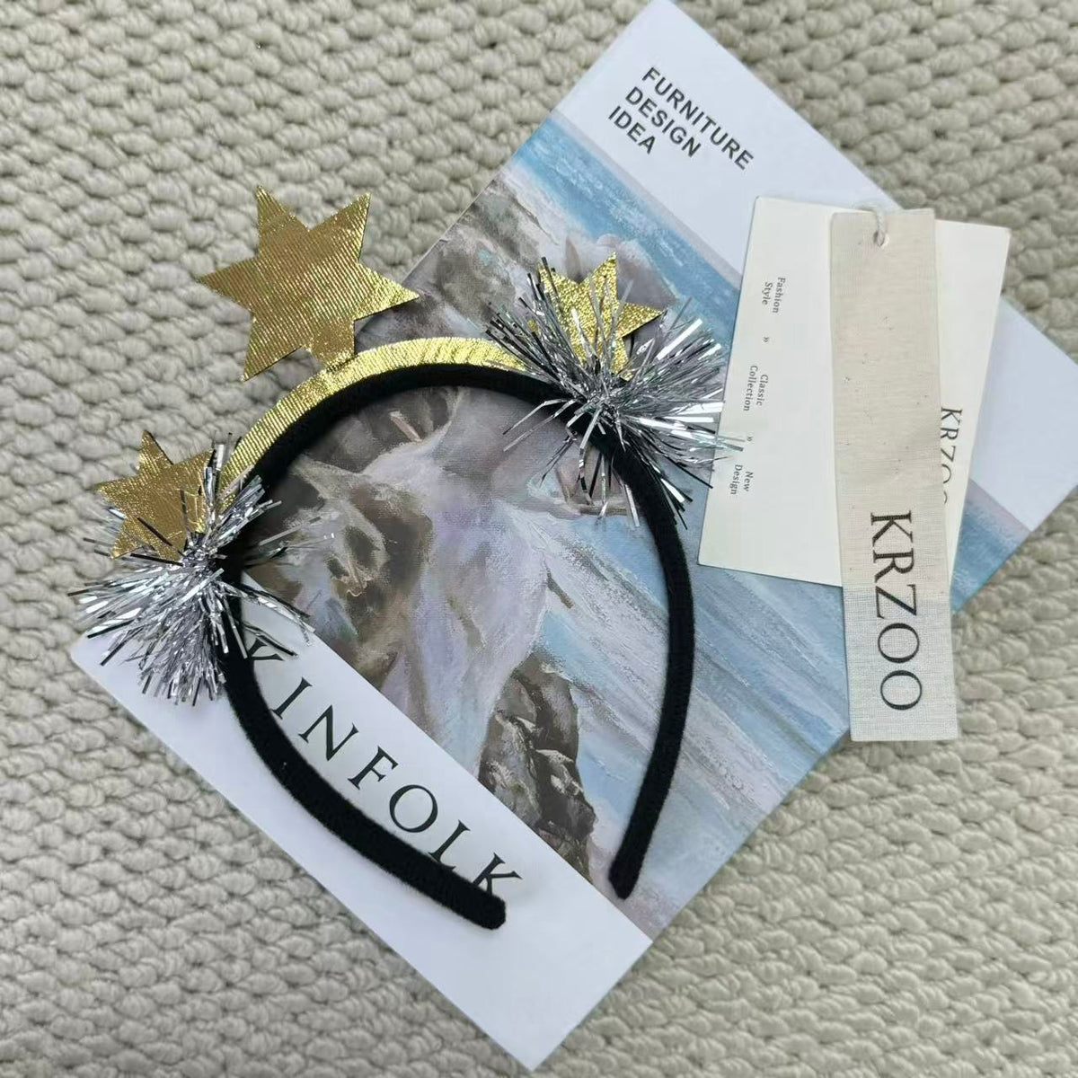 New Year's Eve colored ribbon star headband